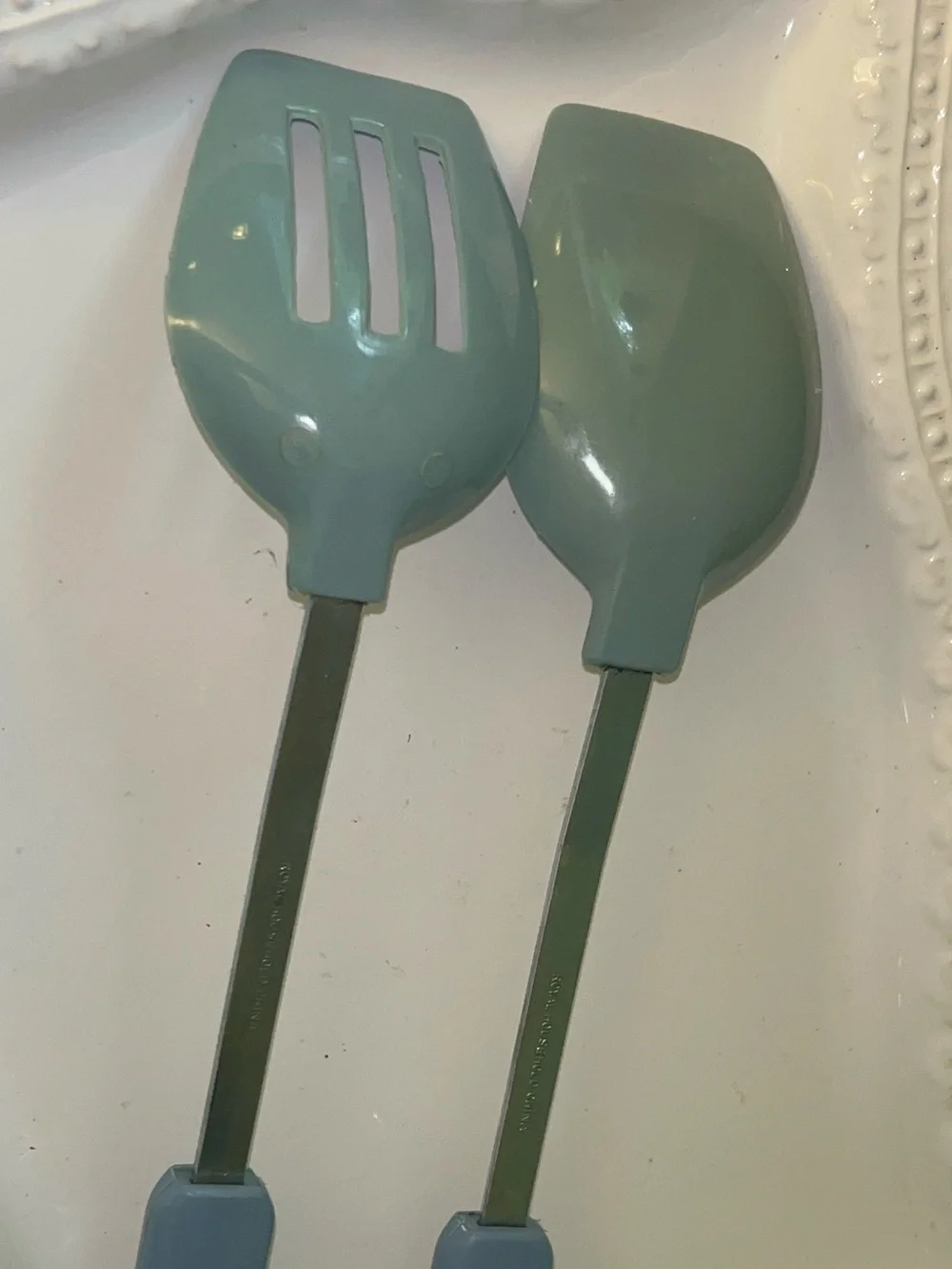 Kitchen Utensil Set -Blue Slotted Spoon and Serving Spoon